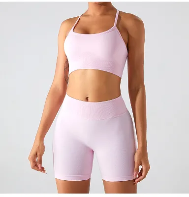 Summer Seamless Yoga Suits Peach Butt Lift Yoga Shorts Fitness Wear Women's Quick-drying Sports Bra