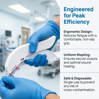 Single-Use Skin Stapling Device Sterile Stainless Steel Staples with Wide Stapler Size Selection for Surgical Incision
