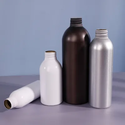 250ml Wholesale Empty Refillable Moisturizing Spray Screw Mouth 24mm White Aluminum Spray Bottle,250ml Aluminum Screw Bottle