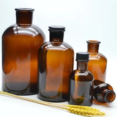 30ml 60ml 125ml 250ml 500ml Amber Brown Glass Apothecary Vintage Style Vase Jar Glass Container Jar
