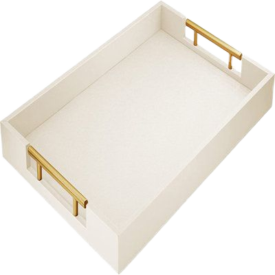 Commercial Grade Modern Acrylic Rectangular Service Tray Display Box Gold Handle Polished Finish Food Contact Safe for