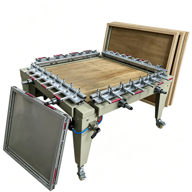 New Semi-Automatic Custom Size Pneumatic Steel Silk Screen Mesh Tension Machine with 1 Year Warranty for Screen Frame