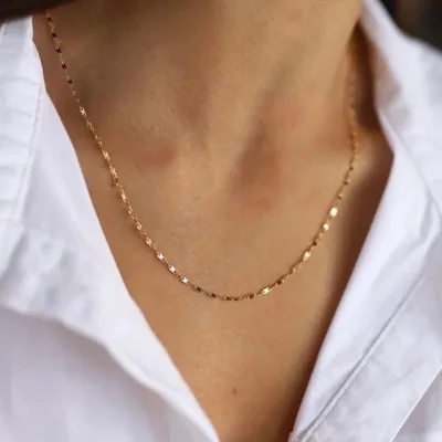 Wholesale Trendy Geometric Gold Plated Stainless Steel Women's Necklace with Link Chain