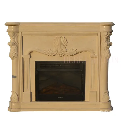 Contemporary Home Decoration Simple and Elegant Style Cultured Grey Marble Stone Fireplace