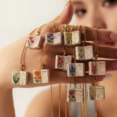 Light Luxury and Exquisite Design Women's 12 Months Book Design Pendant Necklace