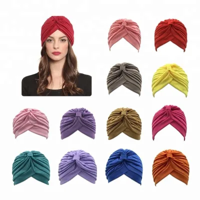 Classic Women Turban Hat Wholesale Polyester Bandana Chemo Cap pink Hair Turban Towel
