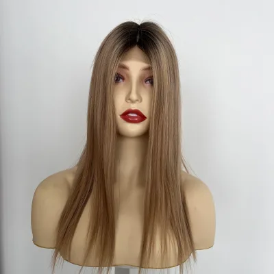 Balayge Color Silk Base Closure Topper 6.5x7 Women Hair Loss Thinning European Unprocessed Indian Remy High Density Toupee Stock