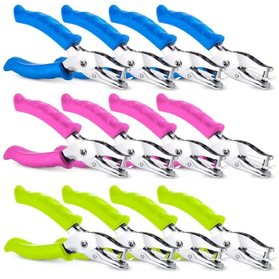 Metal Single Hole Handheld Paper Punch 1/4 Inch  with Grip Handles Circle Shape Puncher Heavy Duty HolePuncher Office Stationery