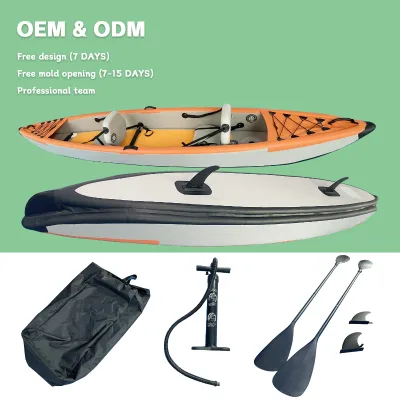 4+ Meter Reinforced PVC Inflatable Kayak Water Sports Canoe for 2 People with Wire Drawing Cushion Paddle Board Fishing Boat