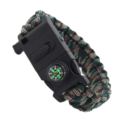 Adjustable Wristband Camping Multifunctional Kit Clasp Wholesale Custom Survival Bracelet with Compass