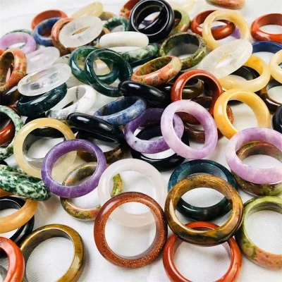 Wholesale Newest Simple Design Natural Stones Gemstone Agate Ring Crystal Jade Quartz Rings for Women