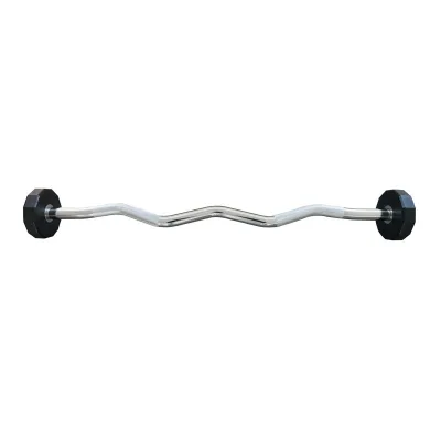 Weight Fixed Straight Ez Curl Rubber Barbell Bar for Commercial Gym Weight Lifting Fitness Equipment Ez Curl Bar Free Weights