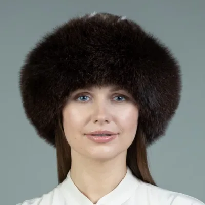 Dark Brown Fox & Mink Fur Hat Fox Skin Full Fur Women Hat fox Fur Beanie Hat European and American Style Noble