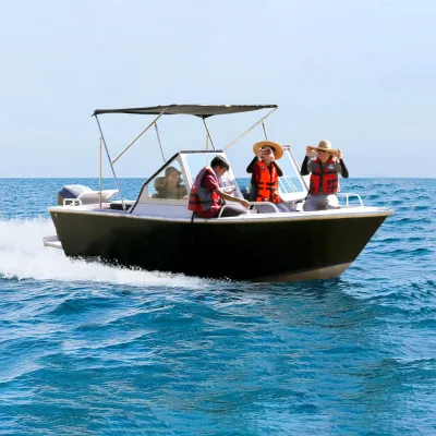 Factory Direct Kinocean Commercial Cabin Fishing Boat Soft Top Aluminum Work Boat Hot Sale