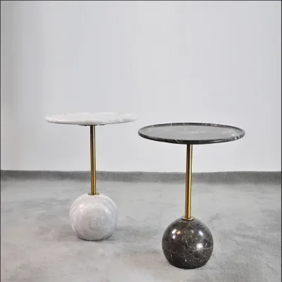 Factory Wholesale Golden Stainless Steel End Table Artificial Marble Base Side Coffee Corner Table Modern Living Room Furniture