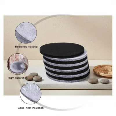 Wholesale Round Felt Placemats Eco-Friendly  Felted coaster Set Customize logo Printed Absorbent Non Slip Home, Cafe, Restaurant