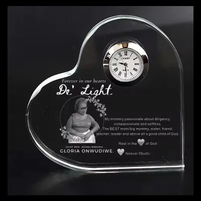 Personalized Custom Heart Shape Crystal Clock Other Crystal Crafts Wedding Favor Gifts