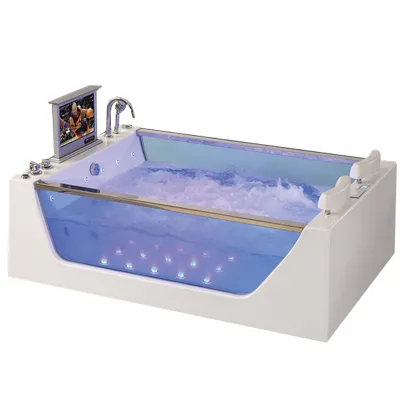 Freestanding square whirlpool Double Shower Massage Bathtub
