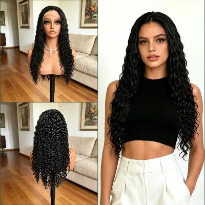 Vietnamese Raw Cuticle Aligned Hair Full HD for Wig Synthetic Dark Brown Long Lace Wig for Women