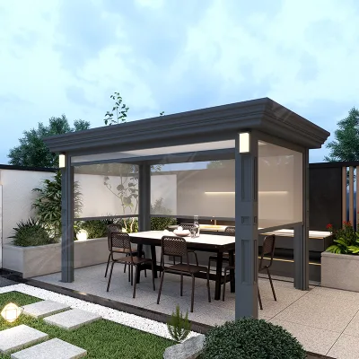 Smart Motorized Outdoor Automatic Curtains for Balcony Living Room Vertical Pattern Windproof Smart Blinds Electronic Type