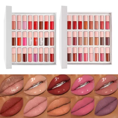Private Label 24pcs/kit Mini Matte Lipgoss Set Smooth Moisturizing Easy to Wear Waterproof Hydrated Bulk Makeup Kit Custom