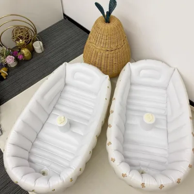 Inflatable Baby Bathtub Toddler Tub for Shower Collapsible Portable Bathtub for Kids Travel Bath Tub Blow up Baby With Air Pump