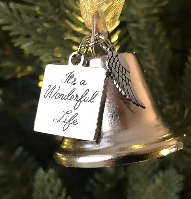 Christmas Hang Metal Engraved Blessing Bell DIY Christmas Vintage Decorations Tree Pendant Silver