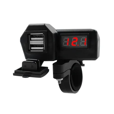 High Quality Handlebar Installation Motorcycle Waterproof Dual Usb Charger with Voltmeter Display