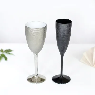 Wholesale Decorative Champagne Glasses Wedding With Black Color Long Stemmed Champagne Whisky Wine Glass Flutes Wedding Party