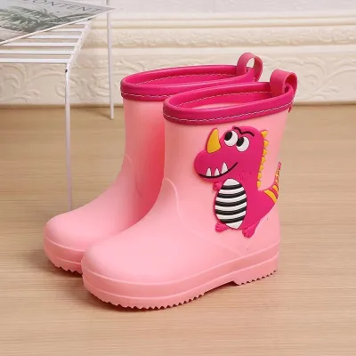 Cute PVC Colorful Kids Rain Boot Wellington New Trending Dinosaur Cartoon Waterproof Natural Plastic Waterproof Boots