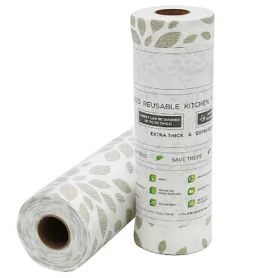 Professional Natural Bamboo Fiber Wipe High Tensile Strength Quick Dry Antibacterial Disposable Dish Cloth Roll Supply