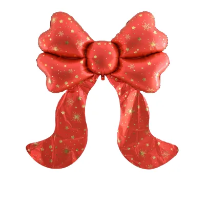 Large Red Bow Foil Balloon 150x174cm Golden Snowflake Print Christmas New Year Party Decor Aluminum Mylar Balloon FSC Certified
