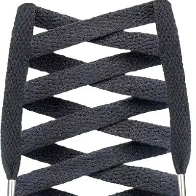 Flat Polyester Shoe Laces With Metal Aglets, Thick Woven Flat Sneaker Shoelaces Replacement for Casual Sports Shoes