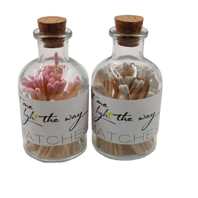 Custom Colored Logo Waterproof Small Classic Eco-Friendly Safety Matches in Apothecary Glass Jar-Gift