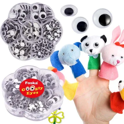 Wholesale Craft Accessories Wiggle Eyes Mixed Sizes Black White Non Toxic Plastic Self-adhesive Plastic Toy Eyes for Teddy Bears