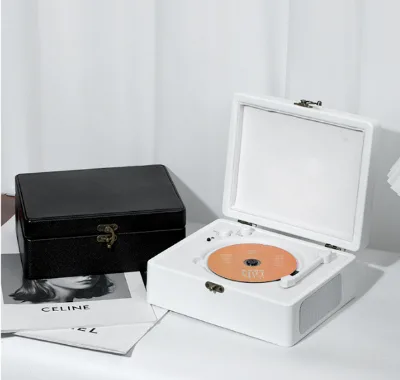 Hot Selling Portable CD Player With BT USB AUX Input Vintage Suitcase Speaker for Outdoor Party Gift