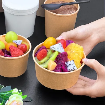 Foodservice Biodegradable Kraft Soup Container Friendly Paper Snack Box Customizable Wholesale Kraft Paper Food Container