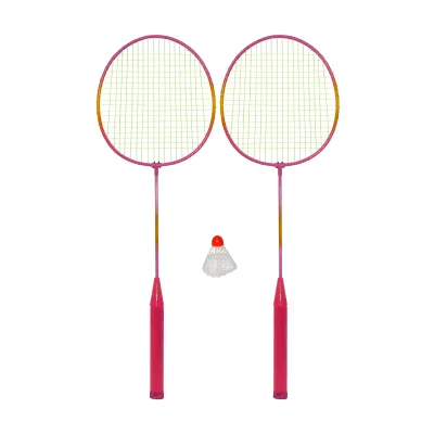 High Quality Standard Two-Piece Iron Steel Badminton Racket Set PU Grip Steel Shaft 1 Shuttlecock for Beginner Leisure Sports
