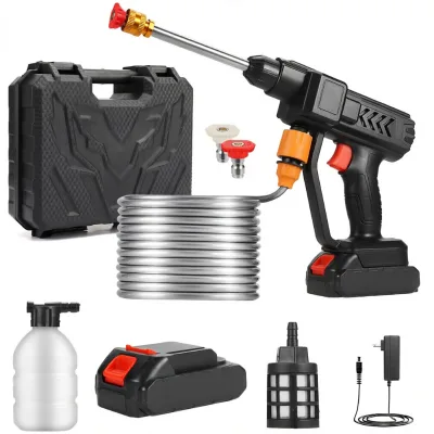 Car Wash Machine Cordless Brushless Motor 21V Pressure Washer Gun 2 Batteries DIY Portable Cleaning Tool Soap Bottle OEM ODM