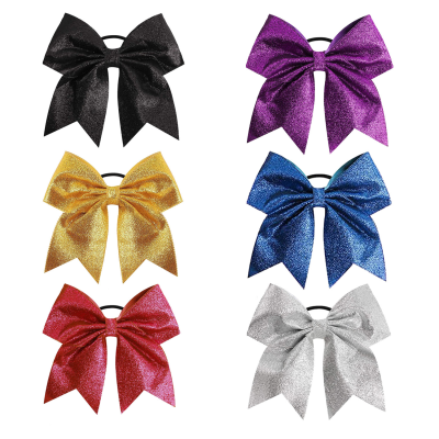 7Inch Large Bows With Elastic Band Cheerleading Glitter Cheer Bows for Girls