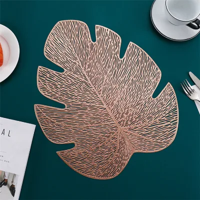 Simulation Plant Table Mat Leaf Shaped Hollow Placemat Pvc Drink Coasters Dining Table Mat for Decoration