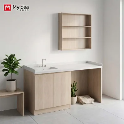 Commercial-Grade Bathroom Vanity WithSintered Stone Deck - Waterproof & Stain-Resistant, Ideal for Apartment Complexes