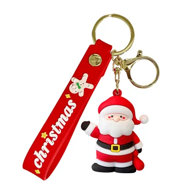 Cute Christmas Snowman Keychain Soft Rubber Cartoon Keychain Car Pendant Backpack Hanging Accessories Small Gifts in Bulk
