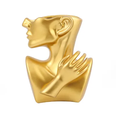 Wholesale Resin Vases, Decorative Facial Abstract Sculptures, Modern Wedding Vases, Home Decor Flower Pots