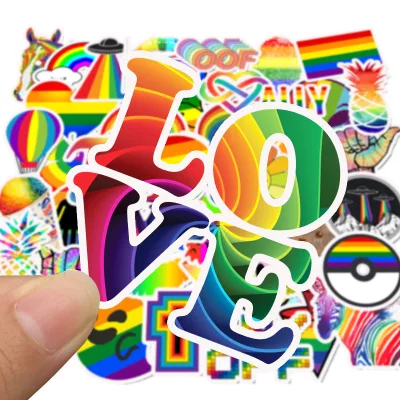 LGBT Gay Pride Rainbow Color Fashion Decorative Home Window Sticker Wholesale Personalized Vinyl Custom Logo Sticker