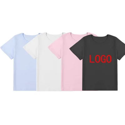 Wholesale pure cotton blank custom children's T-shirt baby shirtBaby loose T-shirt top; boys T-shirt summer children's clothing.