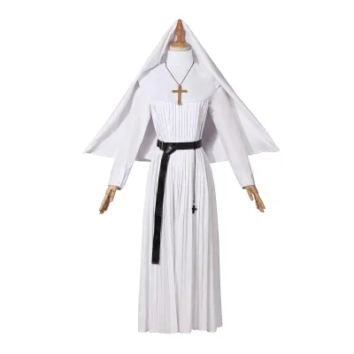 Halloween Nun Valak Costume Horror Movie Halloween Cosplay Costume Set Renaissance Vintage Nun Robe Dress up