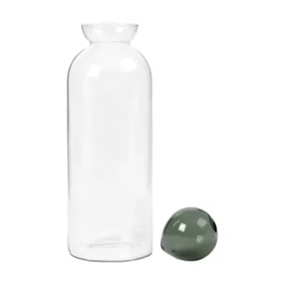 Custom Made Clear Heatable Borosilicate Glass Household Glass Carafe With Gray Ball Stopper