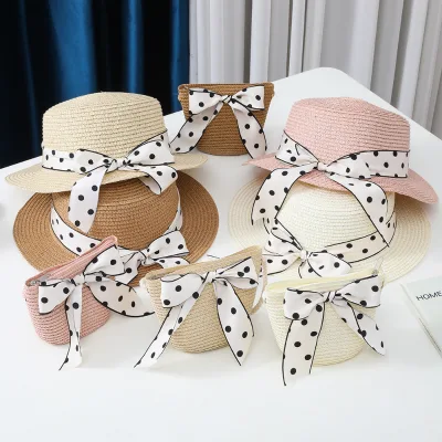 New Kids Hat,Wide Brim Hats Summer Girls Breathable Lace Bow Beach Straw Hat