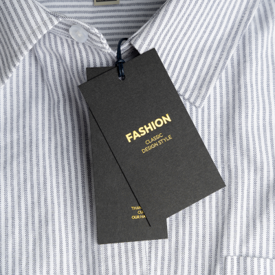 Fahion Custom Luxury Custom Logo Gold Kids Hang Tags Stamping Label Black Clothing Hang Tag for Clothes